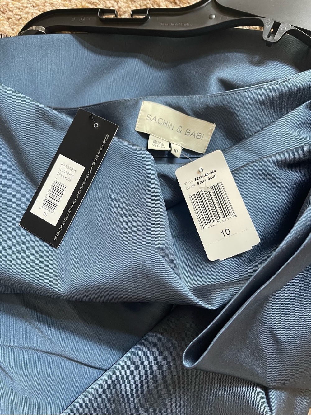 Sachin + Babi One-Shoulder Bow Gown in Steel Blue - Picture 6 of 6